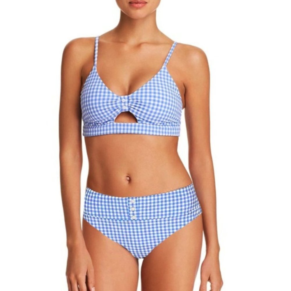 NWT Nanette Lepore Gingham Bralette Top & High Waist Bikini Bottom Set XS